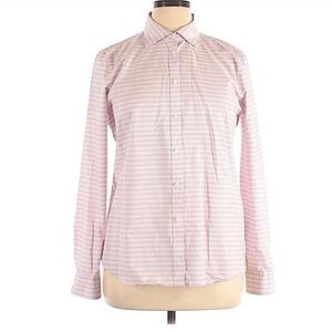 𝅺CHAPS No Iron Pink Horizontal Stripes Button Up Shirt Size XL